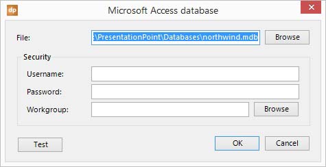 browse to select the microsoft access database on your hard disc or network