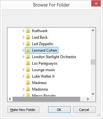browse for music folder