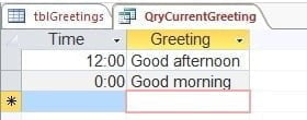 dynamic greetings query view