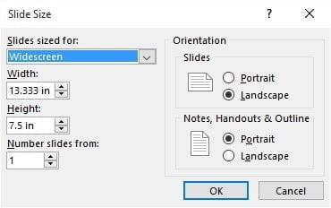 powerpoint default page size