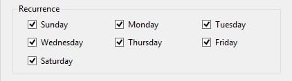 schedule days of week