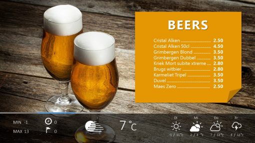 Premium PowerPoint template for advertising in pubs - price list beers