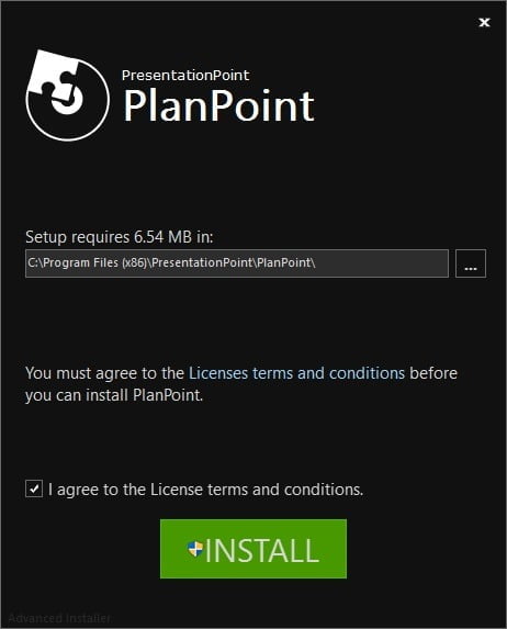 planpoint setup welcome screen
