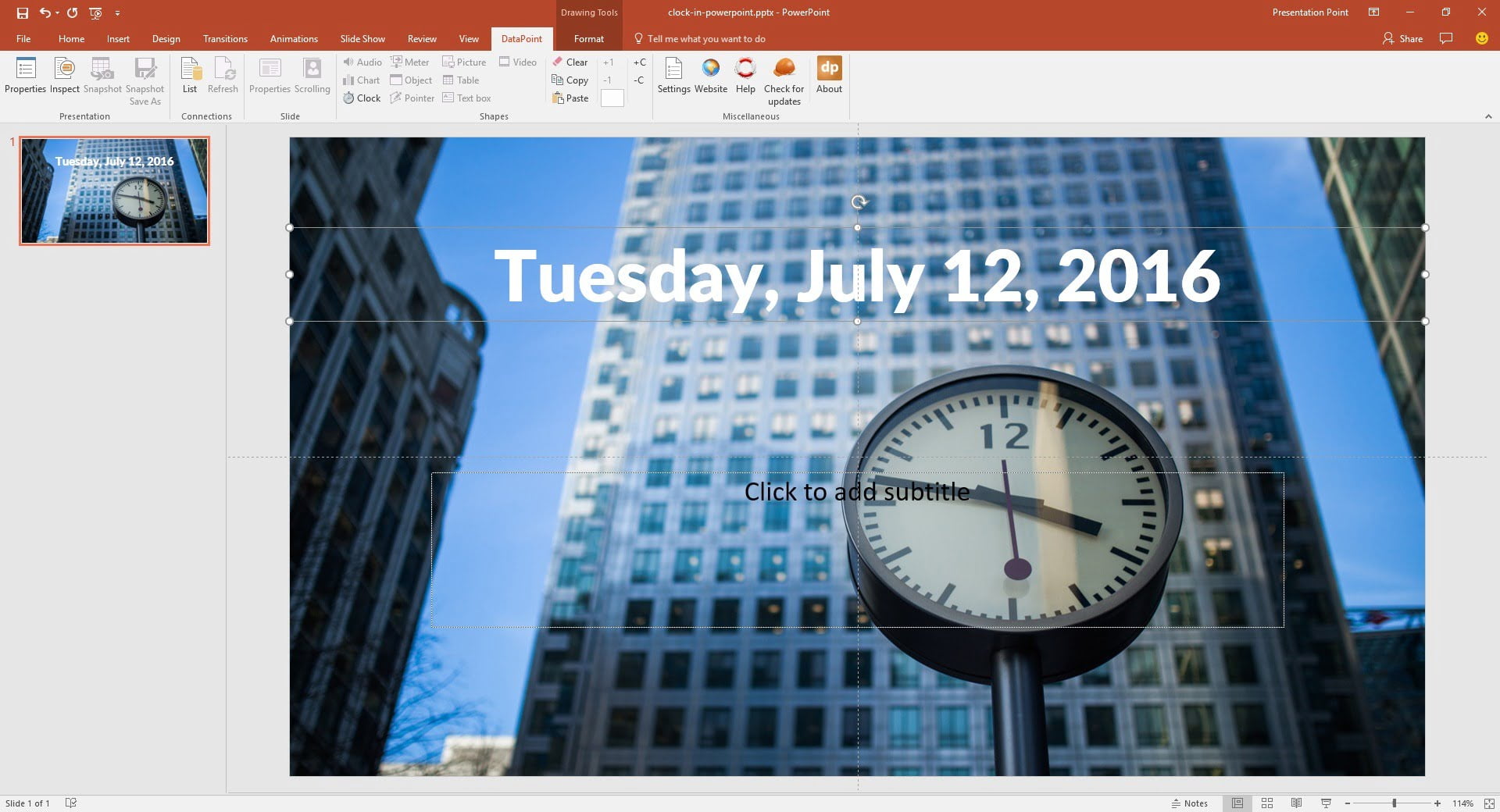 live date on powerpoint slide
