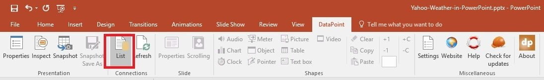Live Yahoo Weather in PowerPoint • PresentationPoint