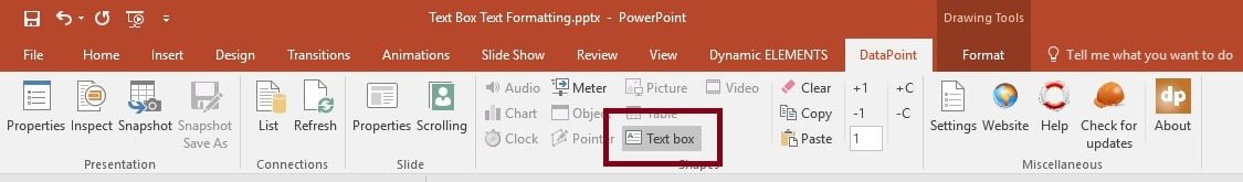 open text box menu