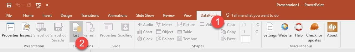 use network share datapoint in powerpoint