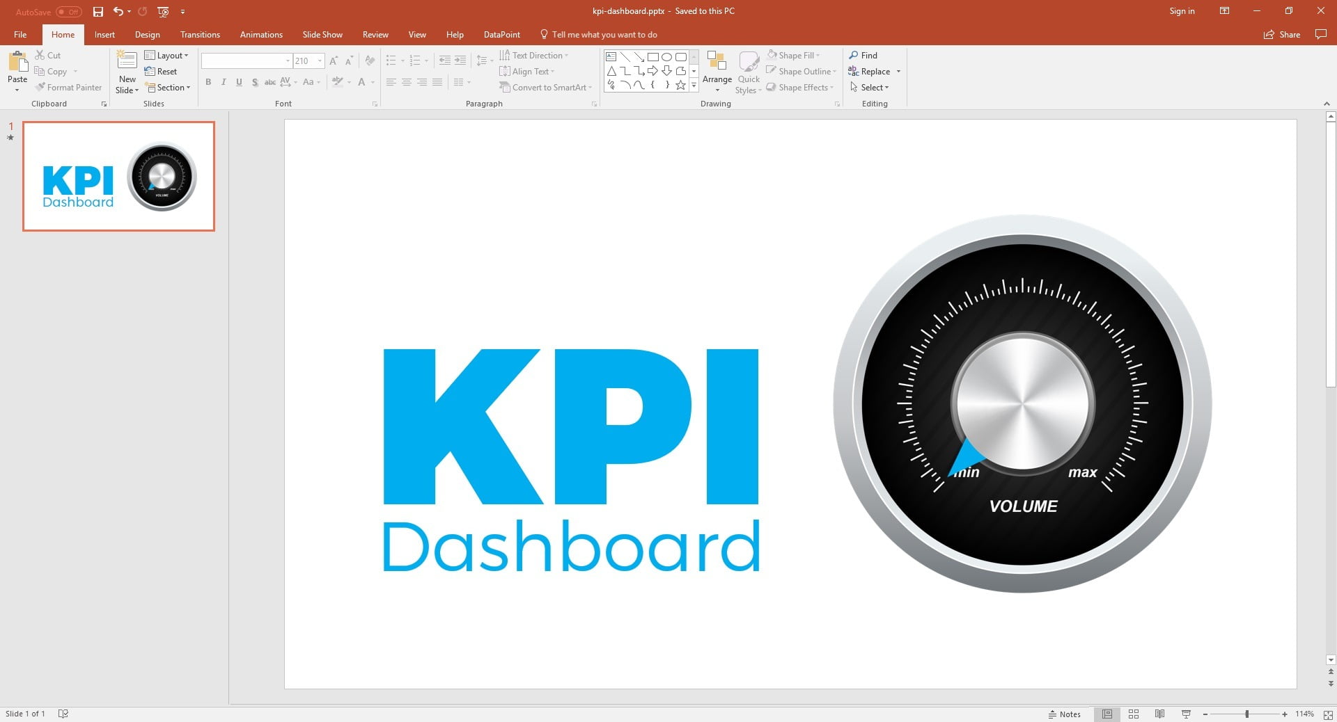 PowerPoint dashboard with real time guage