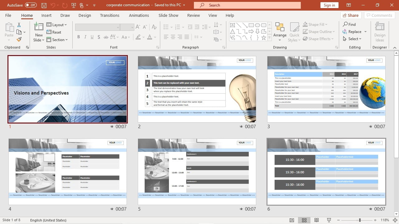 PowerPoint presentation as corporate screen saver