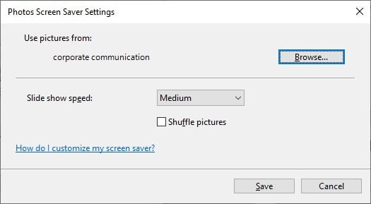 select image folder for the screen saver