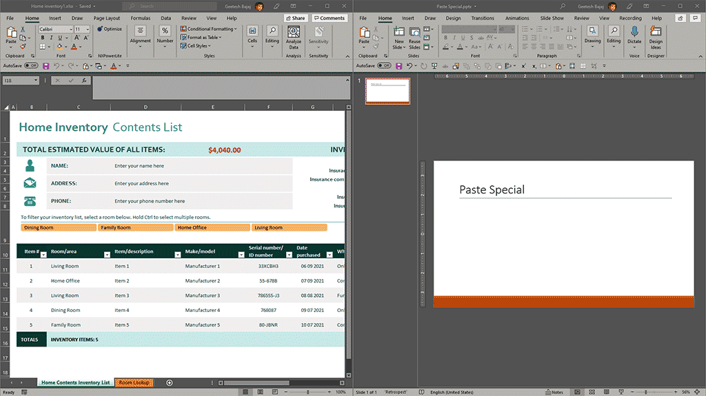 Excel and PowerPoint open at the same time