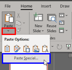 Press the Paste Special option