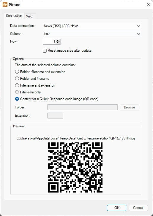 QR codes for PowerPoint - choose to generate QR code image from link URL