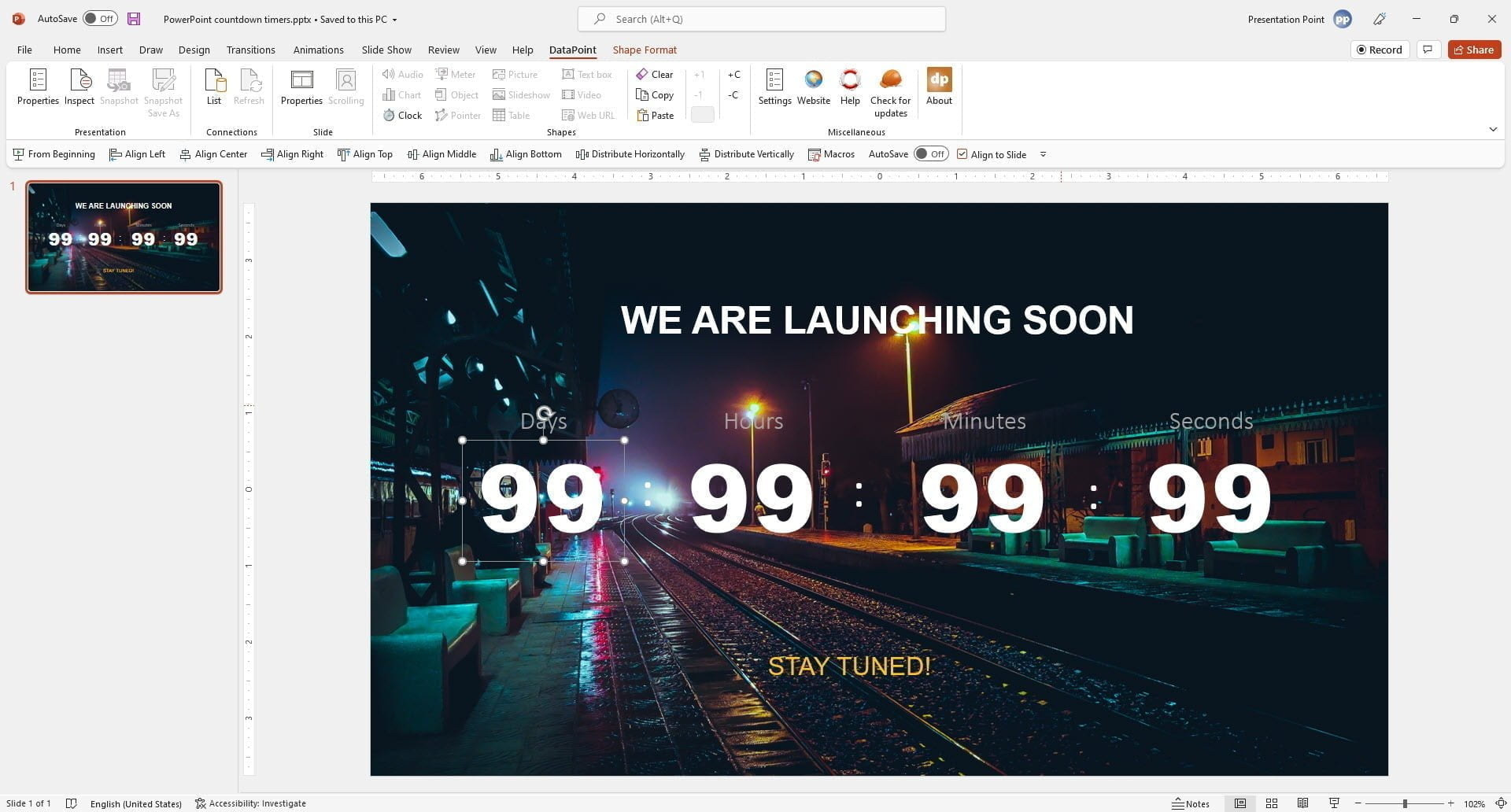 PowerPoint countdown slider start slide