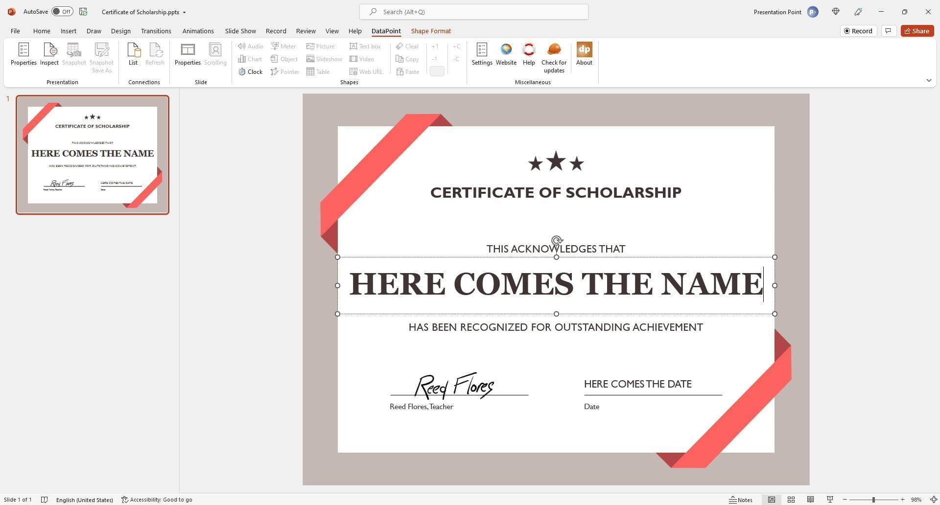 certificate of scholarship template