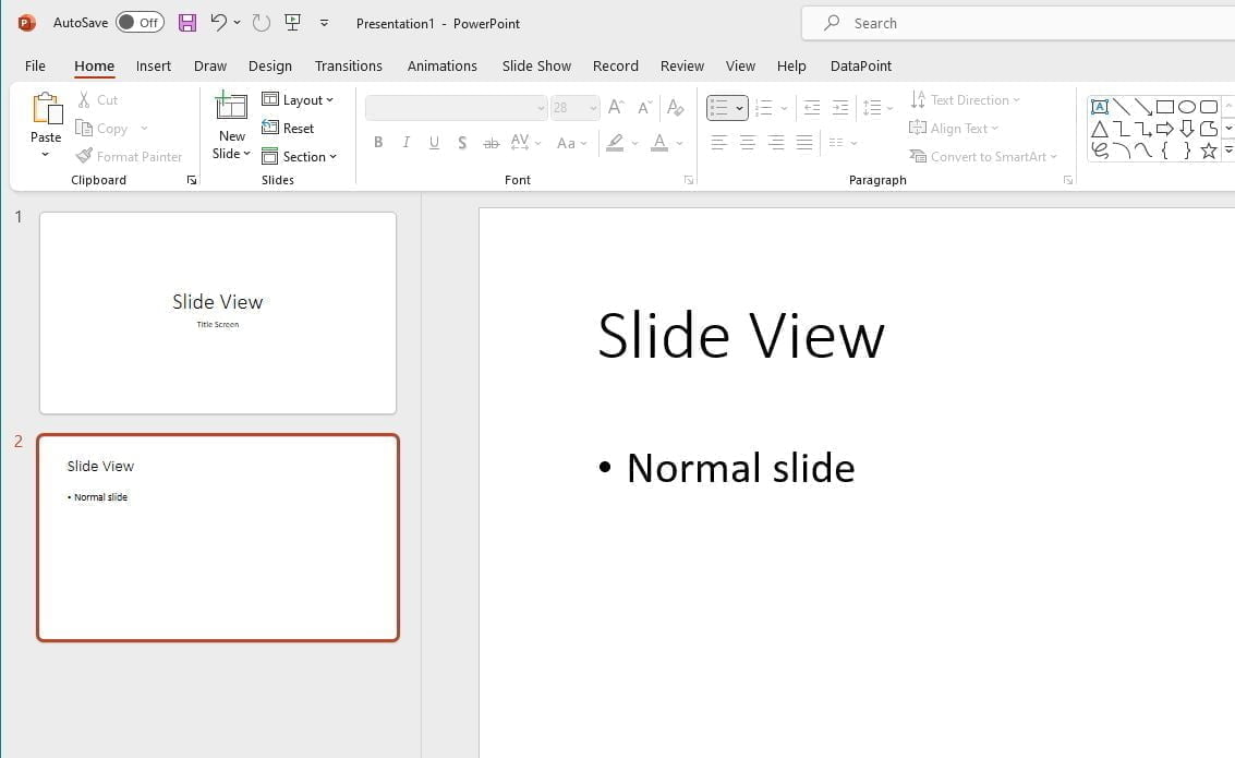 powerpoint slide view