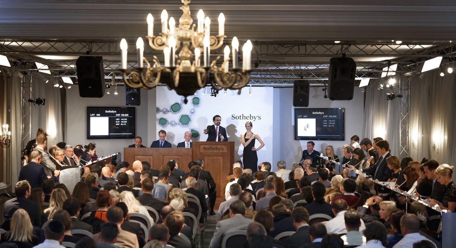 generation of certificates live updates real-time data on tv screens at Sotheby's auctions